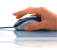 Picture of a hand hovering over a computer mouse.