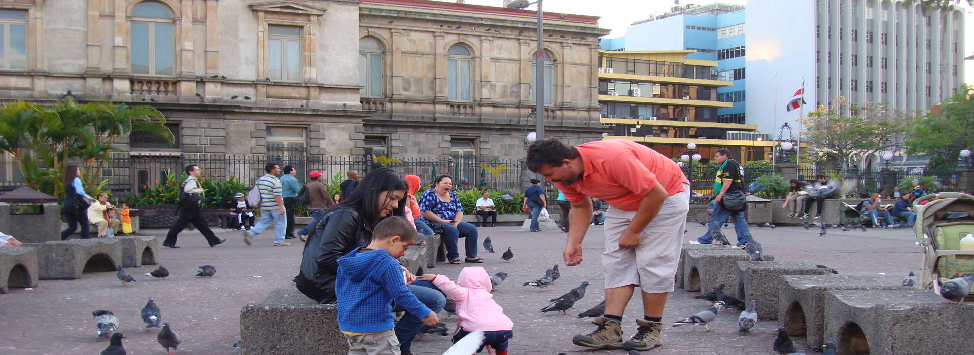 Picture of a happy family enjoying a park in San Jose, Costa Rica.